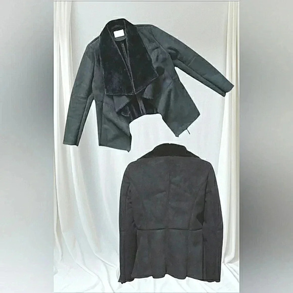 Whimsigoth Black Cropped Witchy Open Wrap Cozy Oversized Furry - Picture 2 of 4